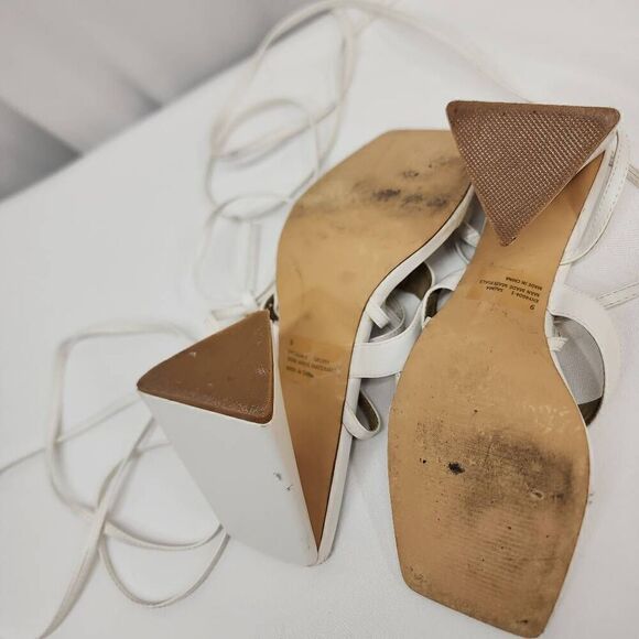 Ego Size 10 Triangle Block Heel Strappy Gladiator Heel Chunky White B - Picture 9 of 9